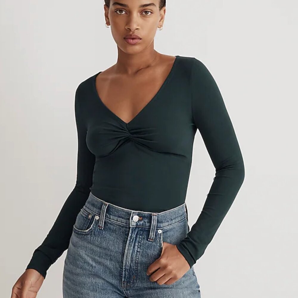 Madewell Twist Front Long Sleeve Tee - Size Small